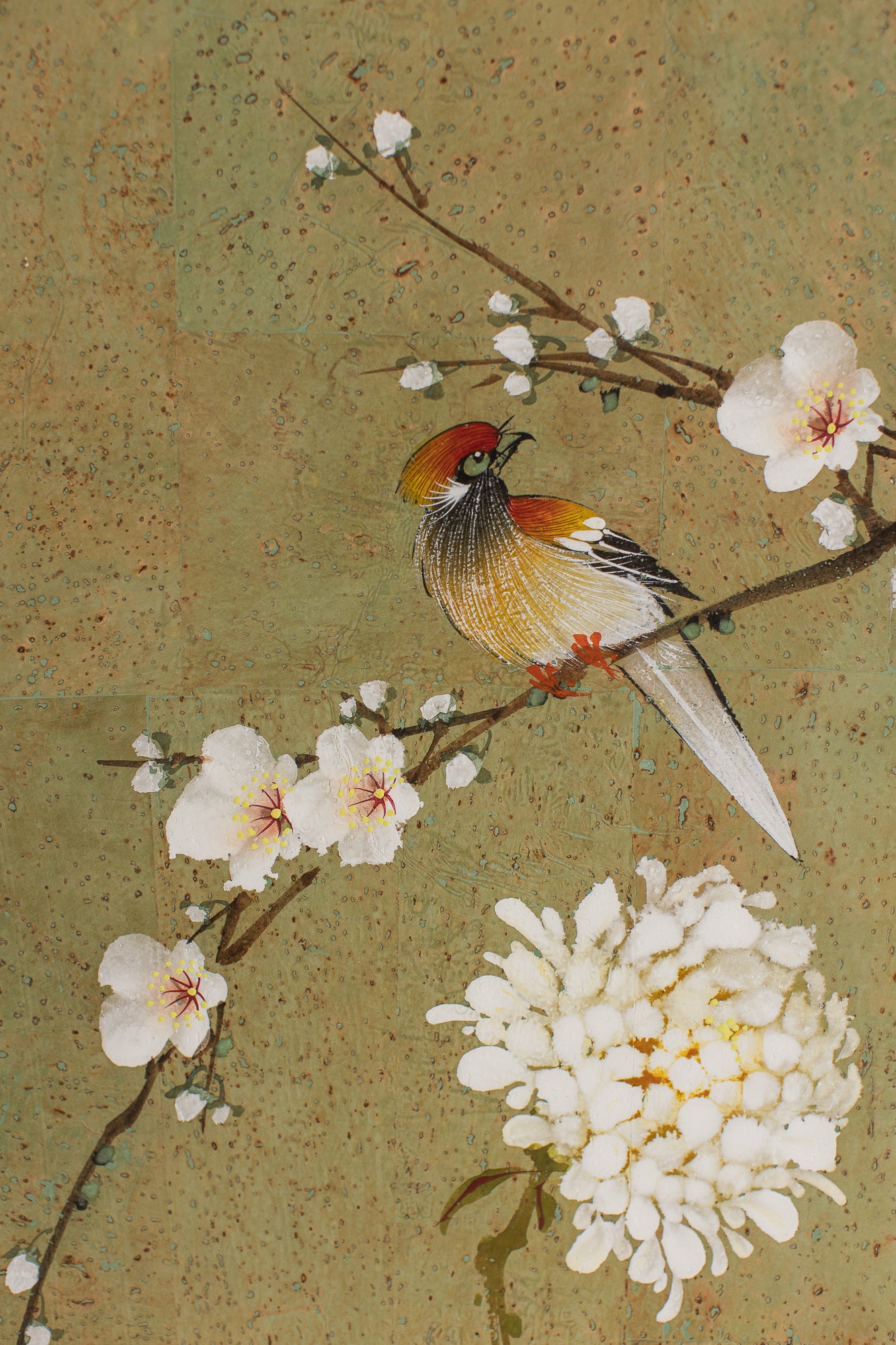 Vintage Hand-Painted Panel on Cork