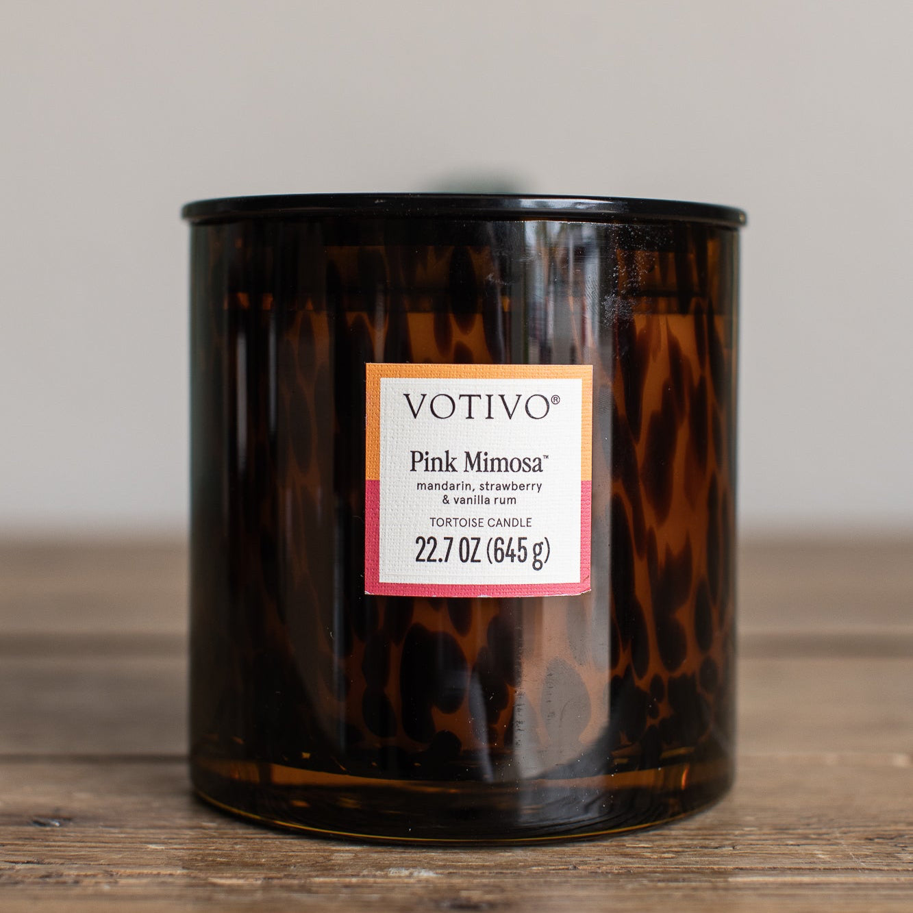 Tortoise Shell Candle, Pink Mimosa