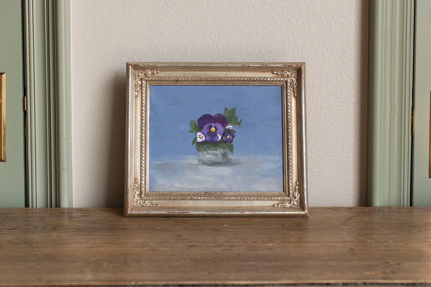Vintage Pansies Oil Painting
