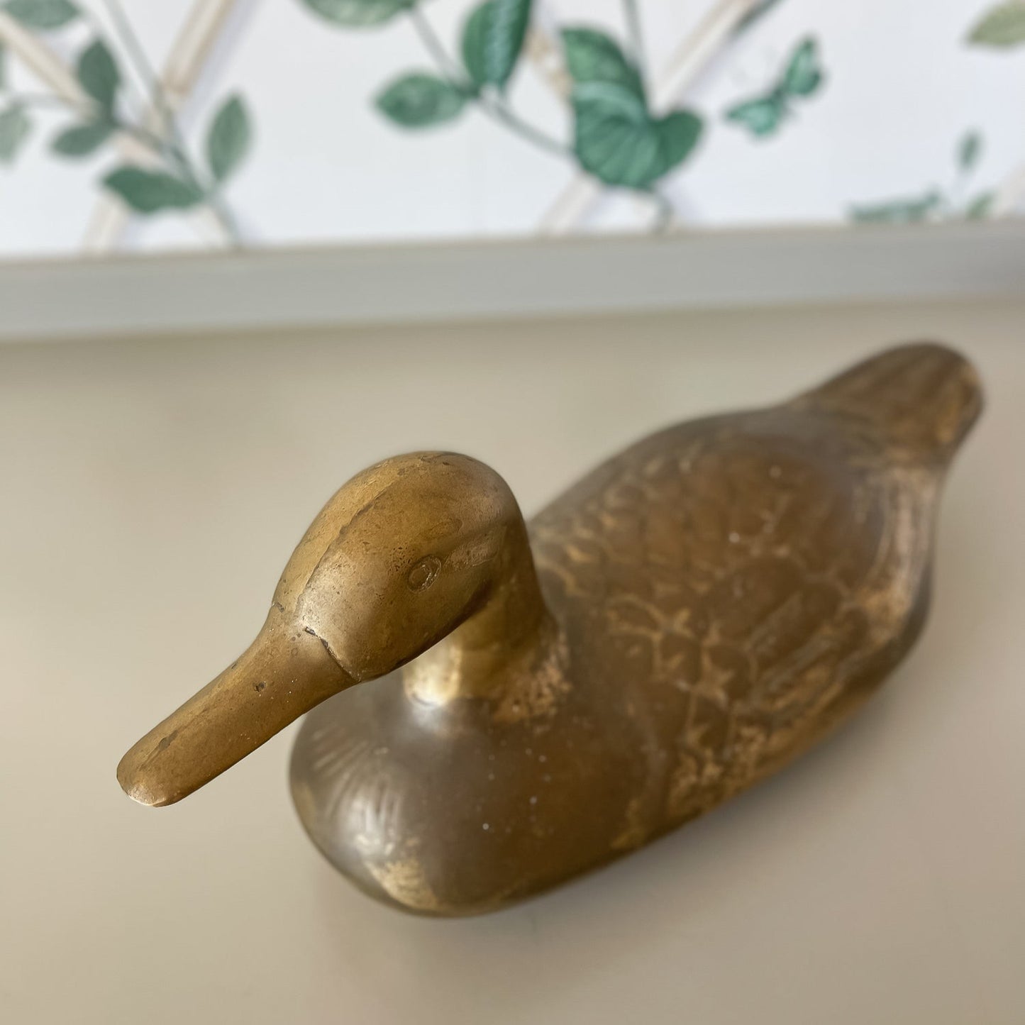 Large Vintage Brass Duck