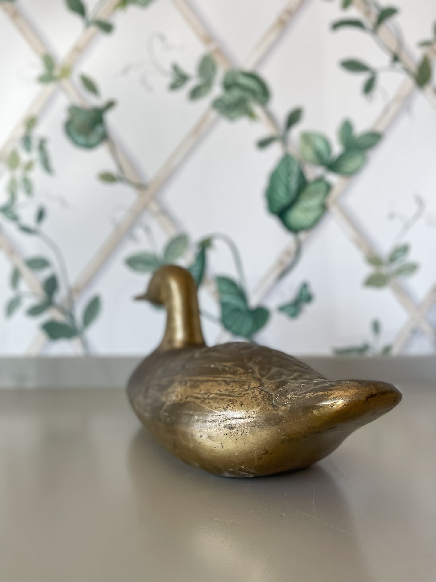 Large Vintage Brass Duck
