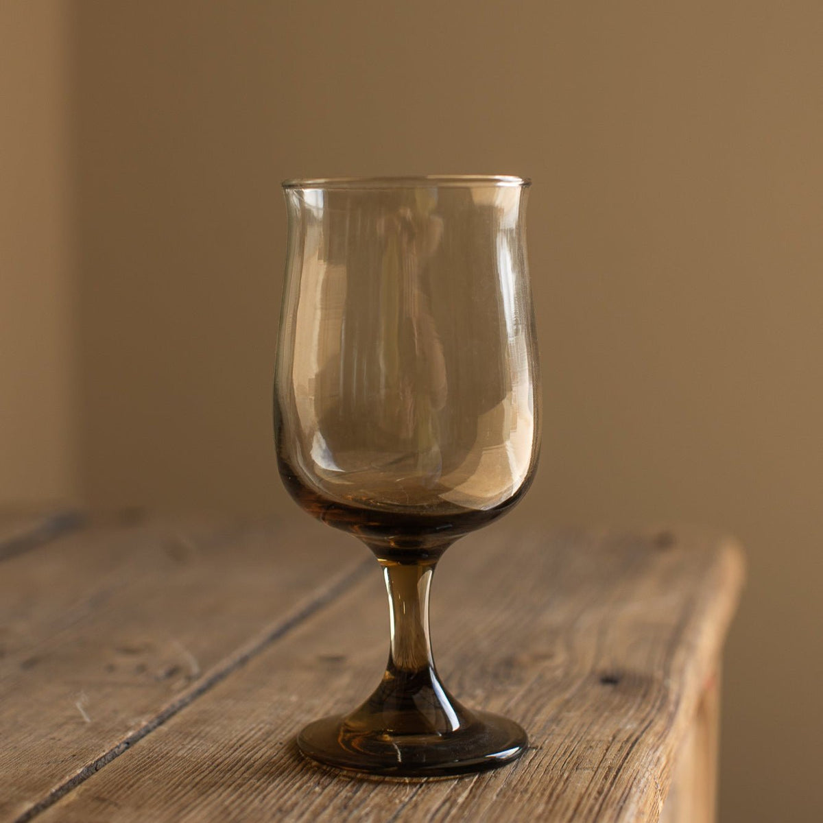 Vintage Smoke-Tinted Goblets, Set of 6 - OAKSTREET SHOPPE