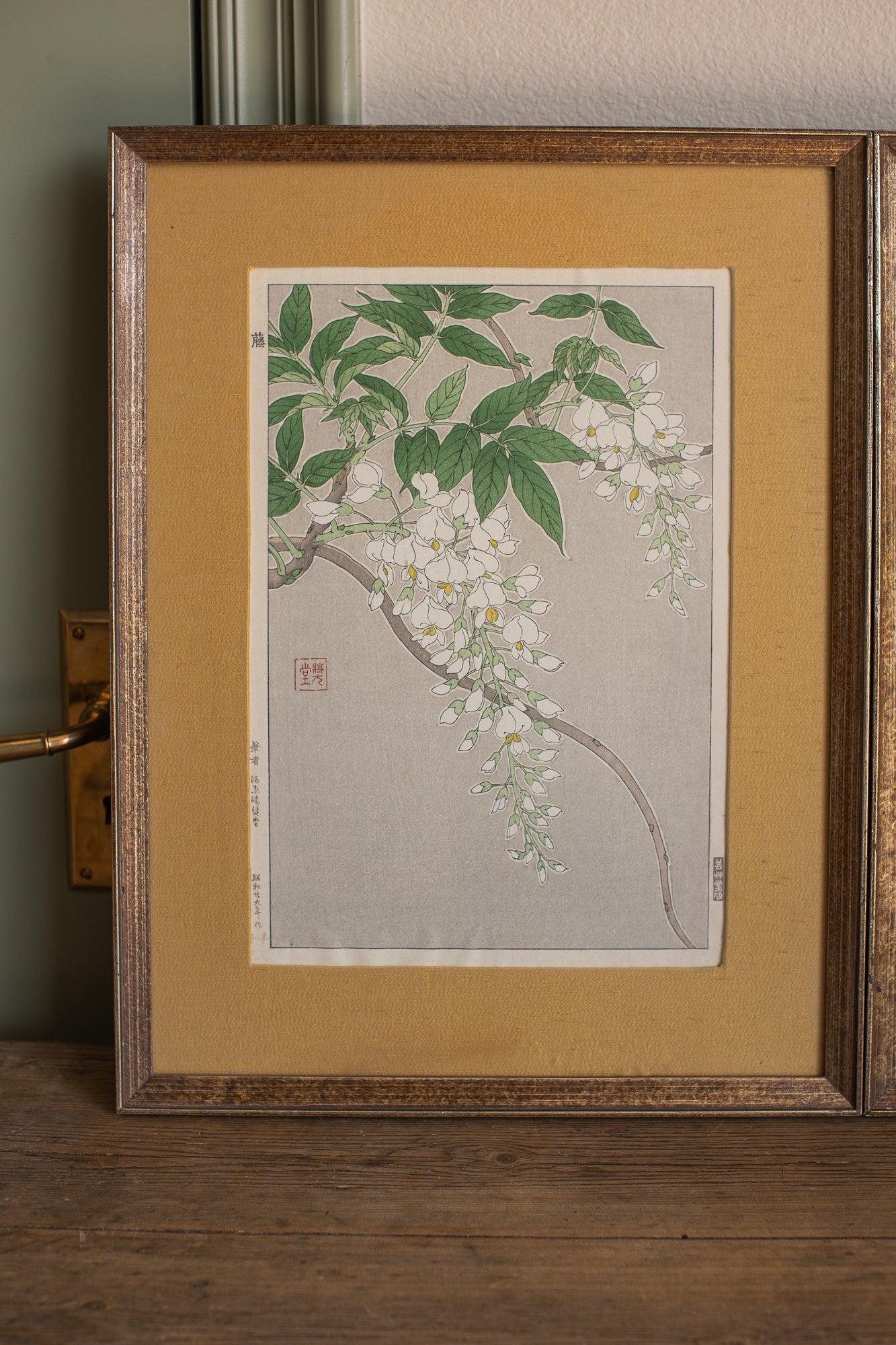 Japanese Wisteria Woodblock Print