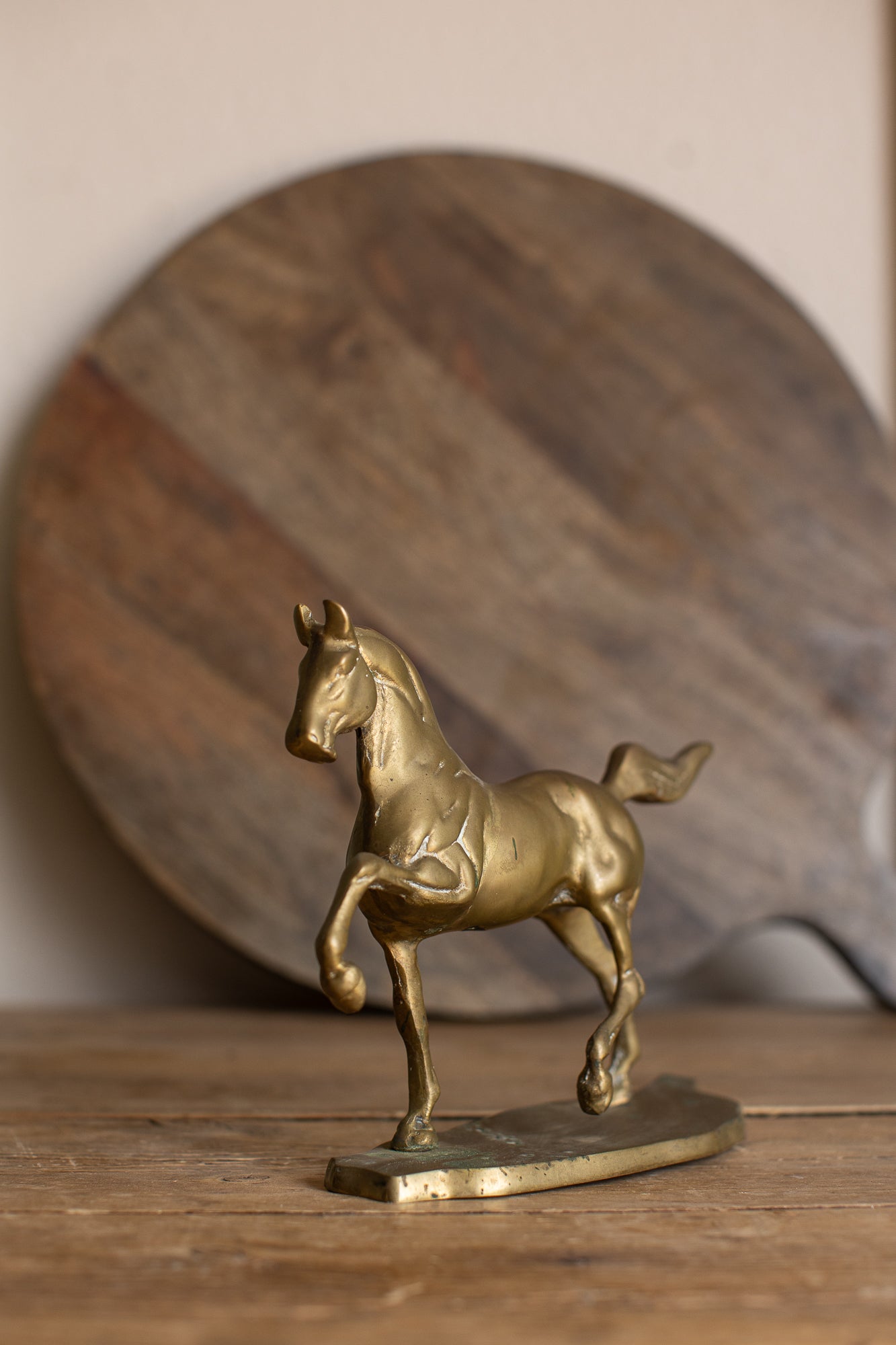 Vintage Brass Prancing Horse Statue