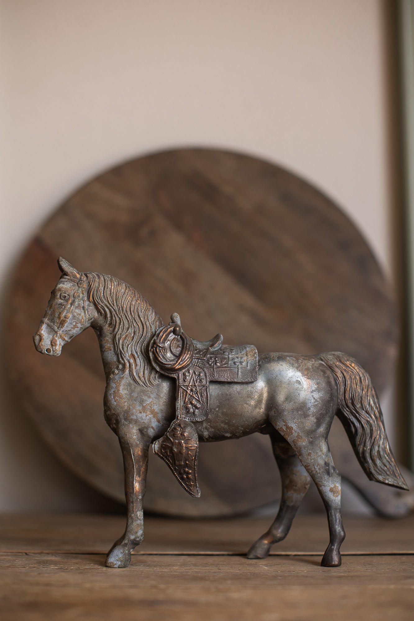 Vintage Cast Metal Horse Statue