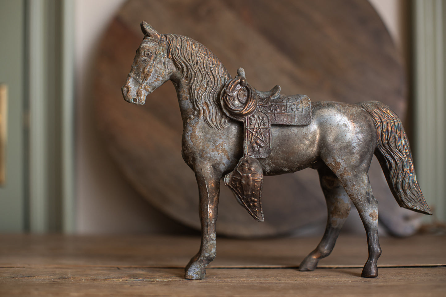 Vintage Cast Metal Horse Statue