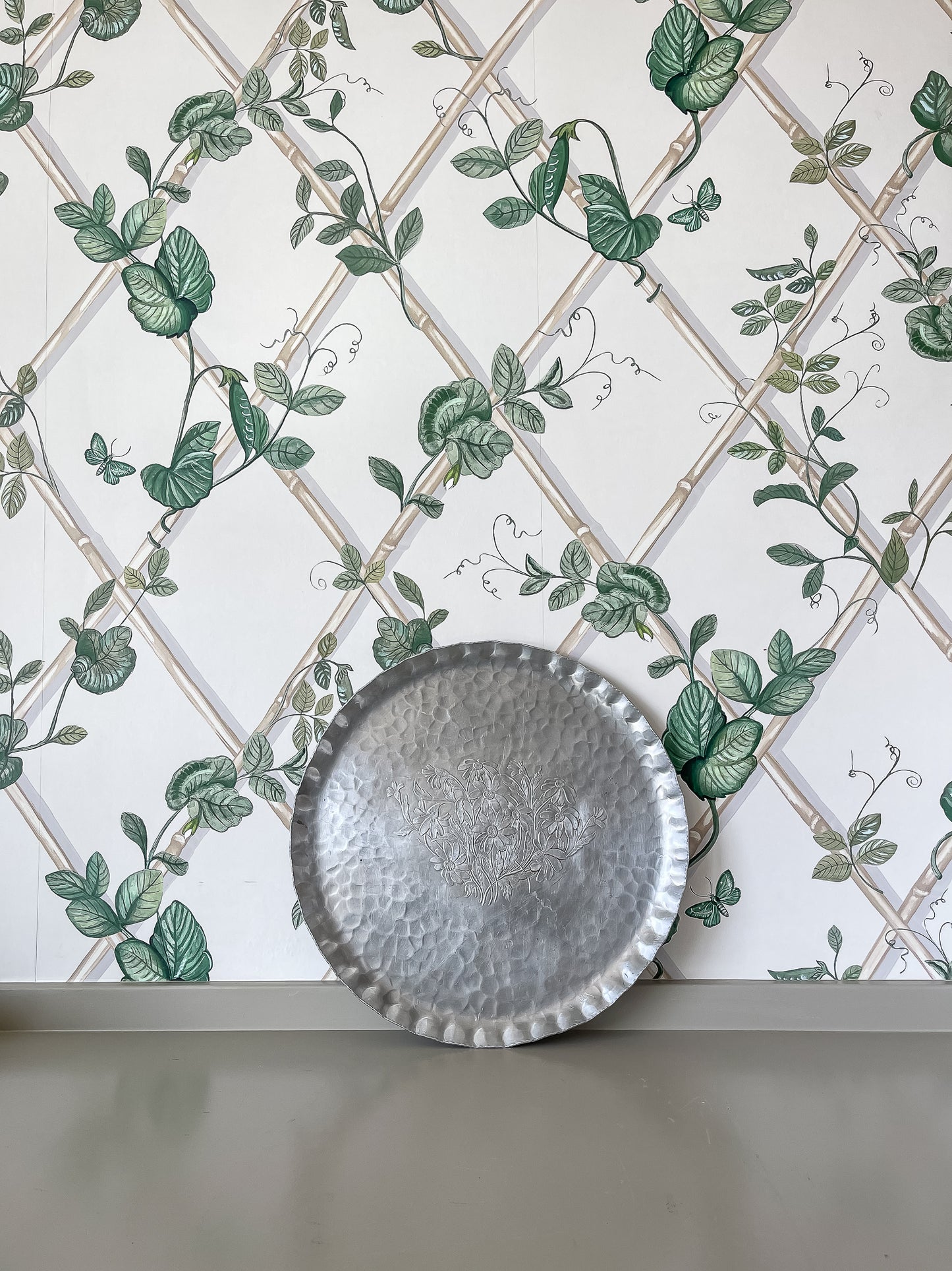 Embossed Hammered Aluminum Floral Tray