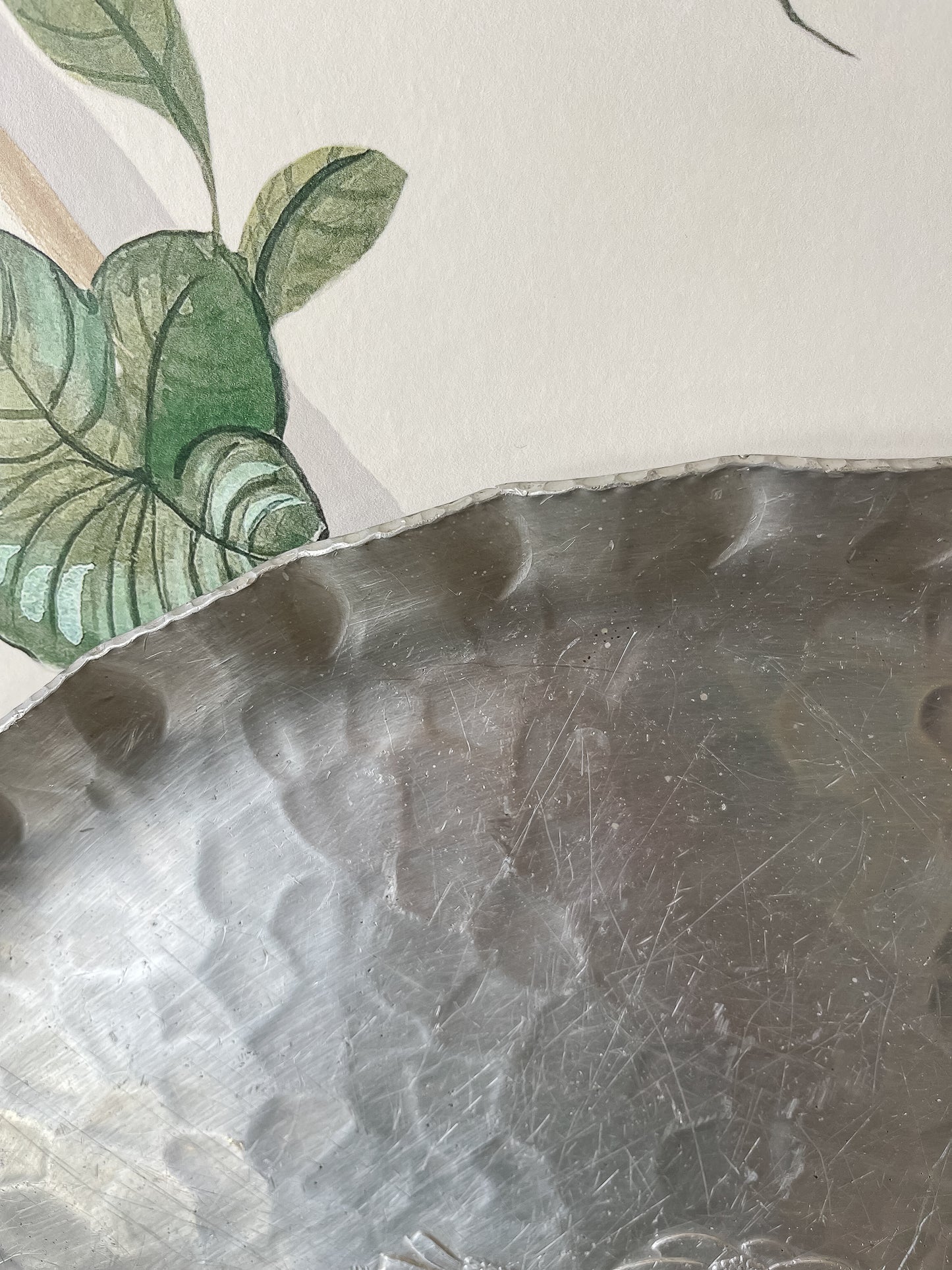 Embossed Hammered Aluminum Floral Tray
