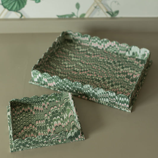 Green Scalloped Tray, 2 Sizes