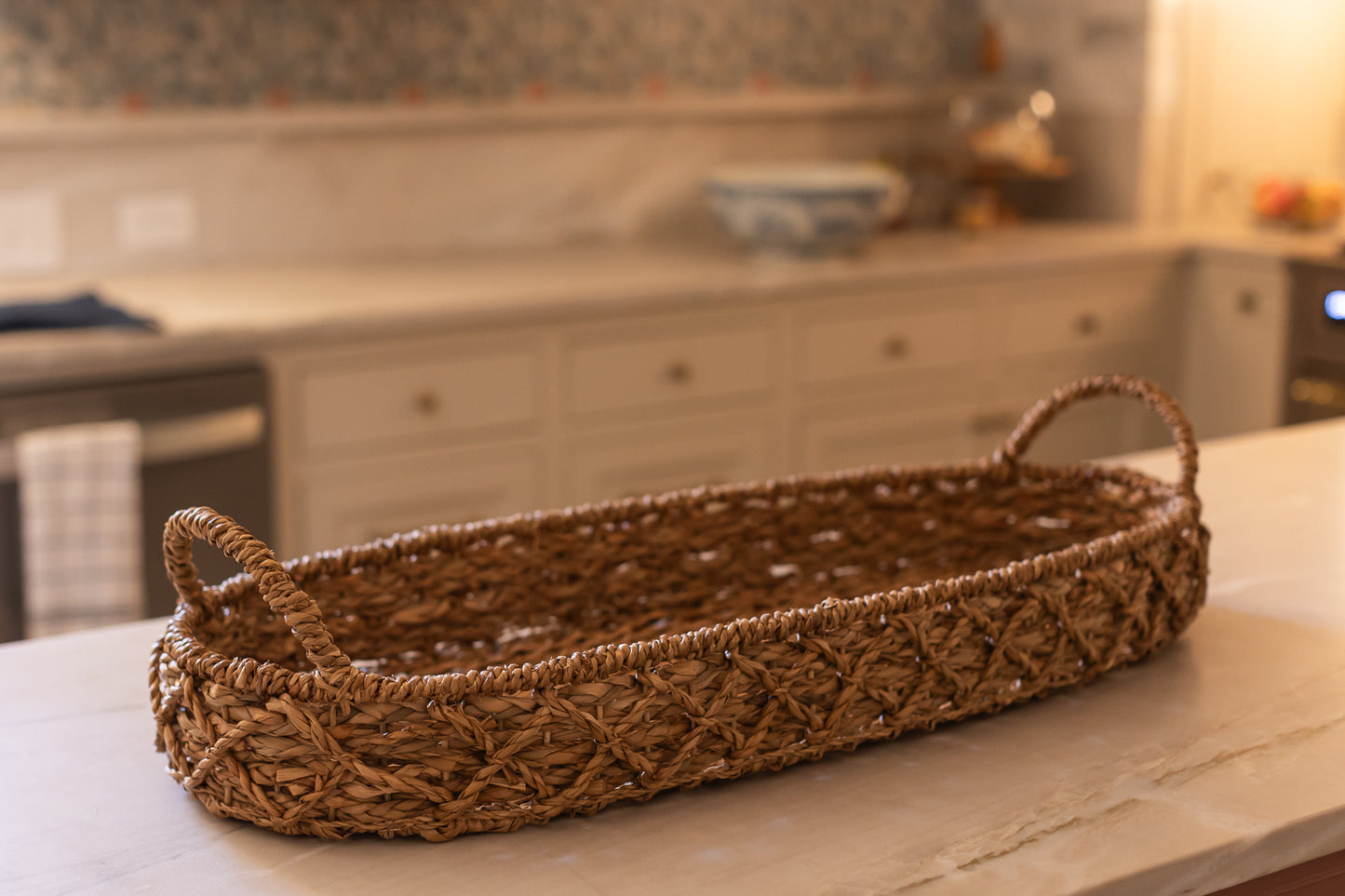 Oversized Seagrass Tray with Handles