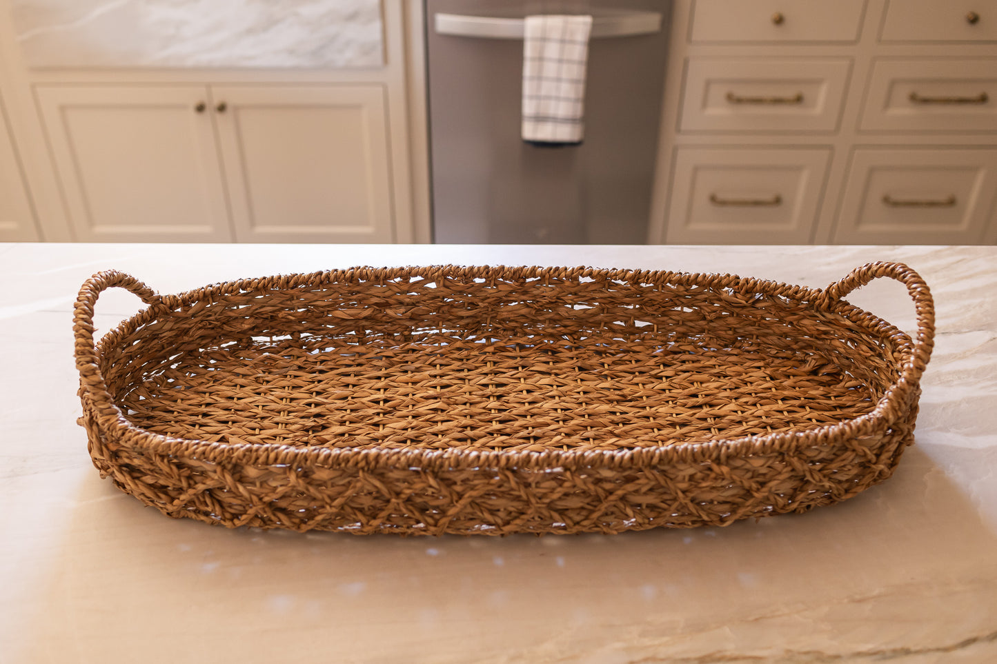 Oversized Seagrass Tray with Handles