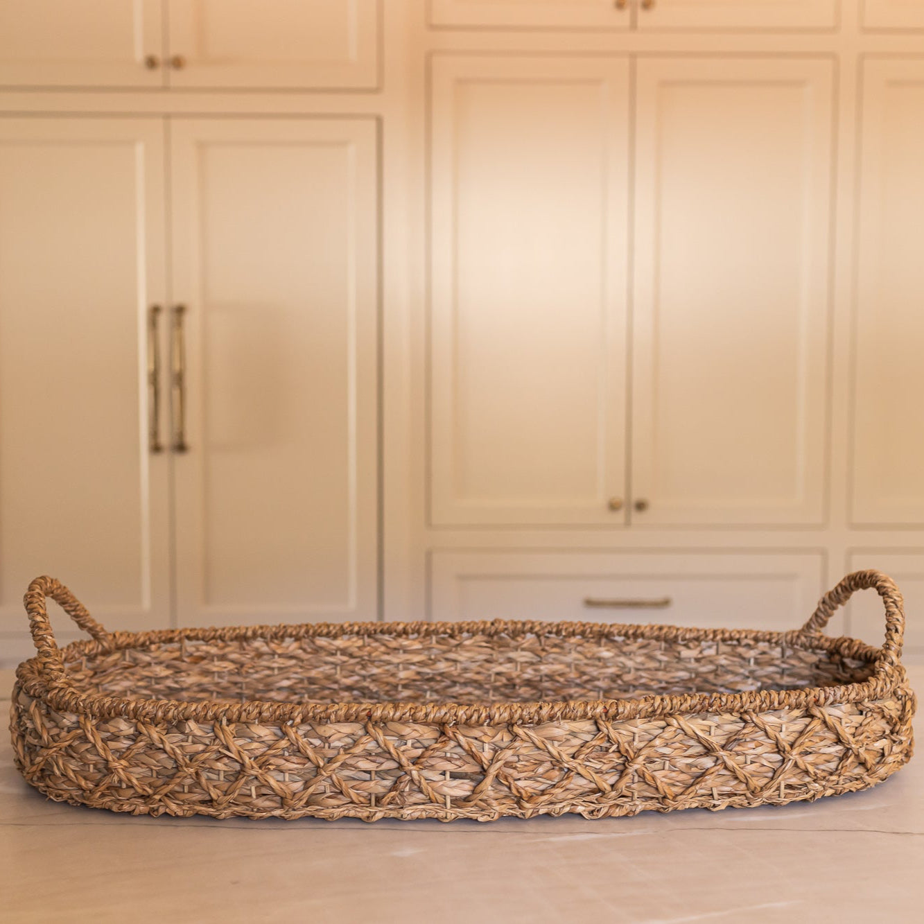 Oversized Seagrass Tray with Handles