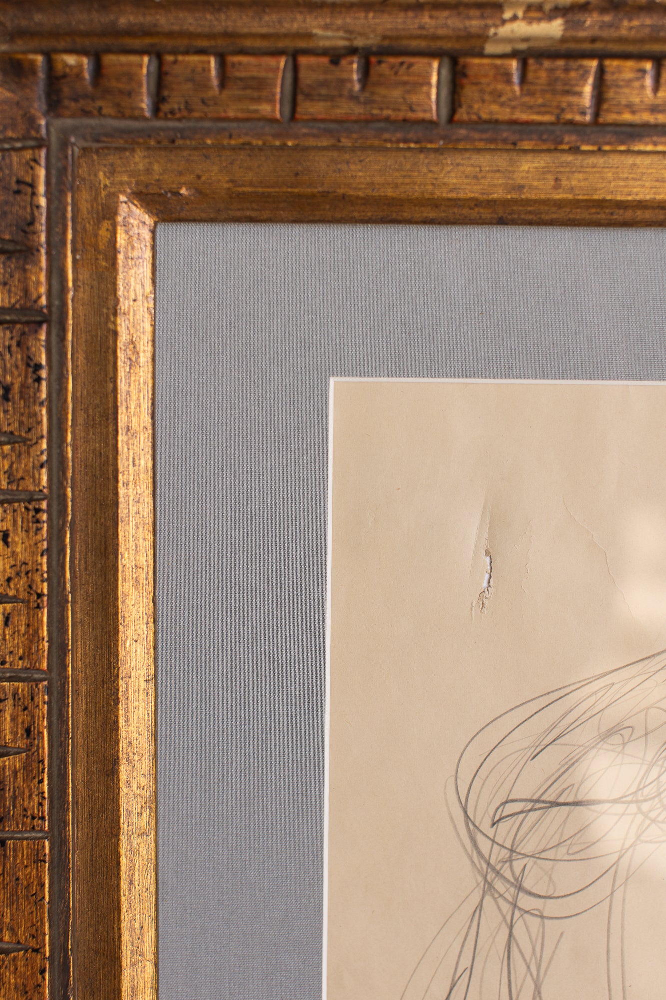 Vintage Figure Sketch in Ornate Frame