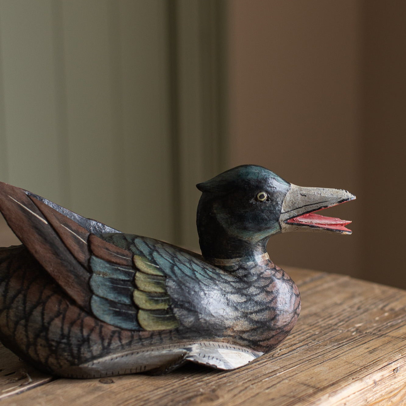 Vintage Carved Wood Duck
