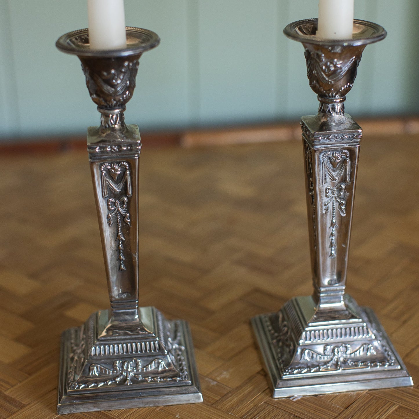 Silverplate Neoclassical Candlesticks