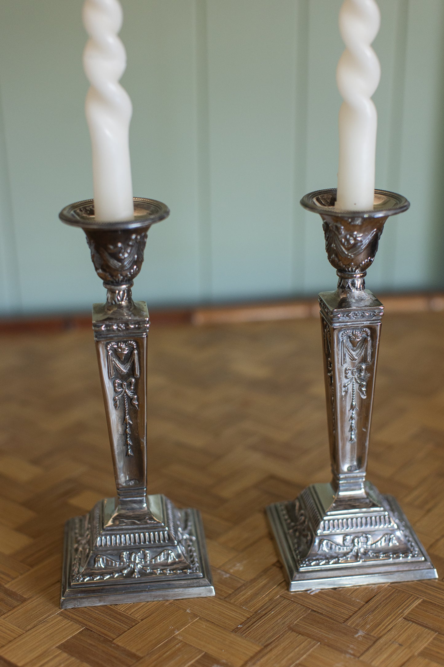 Silverplate Neoclassical Candlesticks