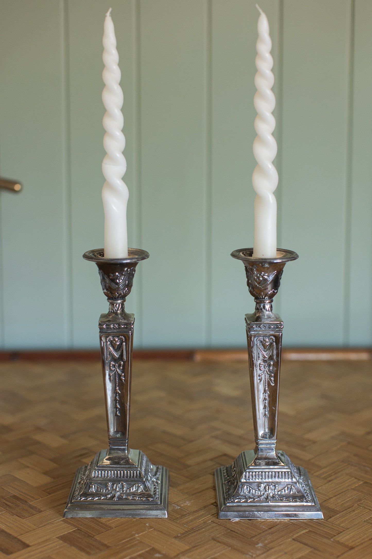 Silverplate Neoclassical Candlesticks