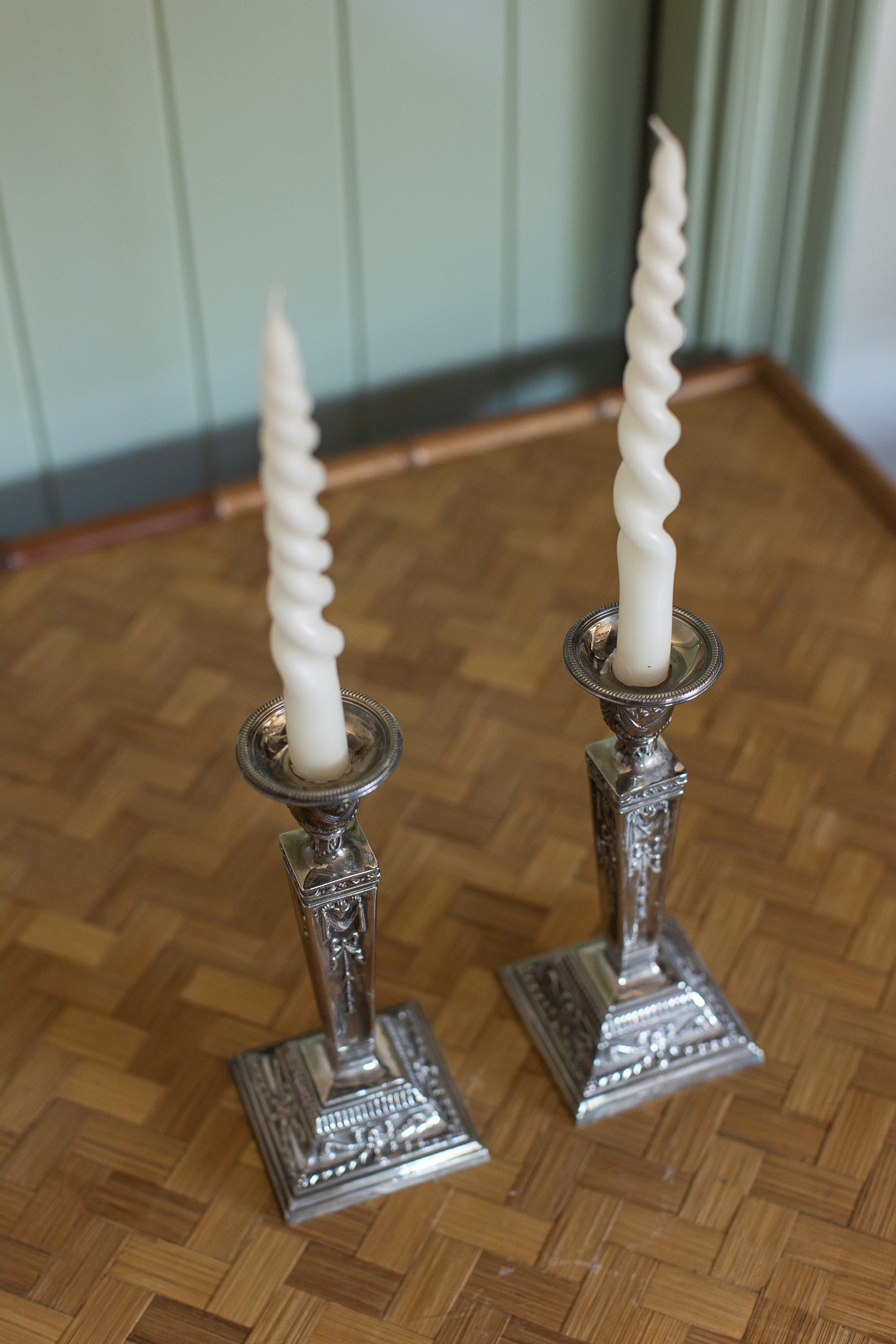 Silverplate Neoclassical Candlesticks