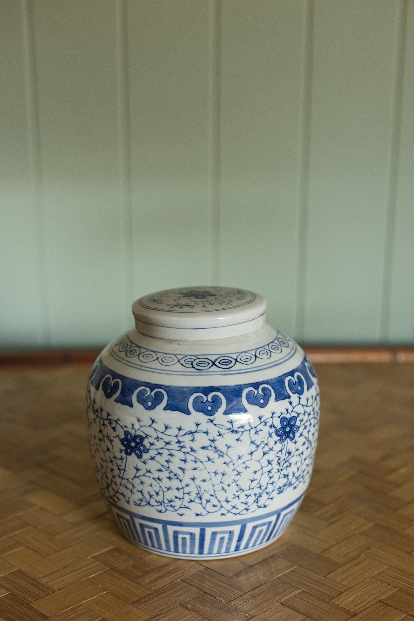 Blue & White Lidded Ginger Jar