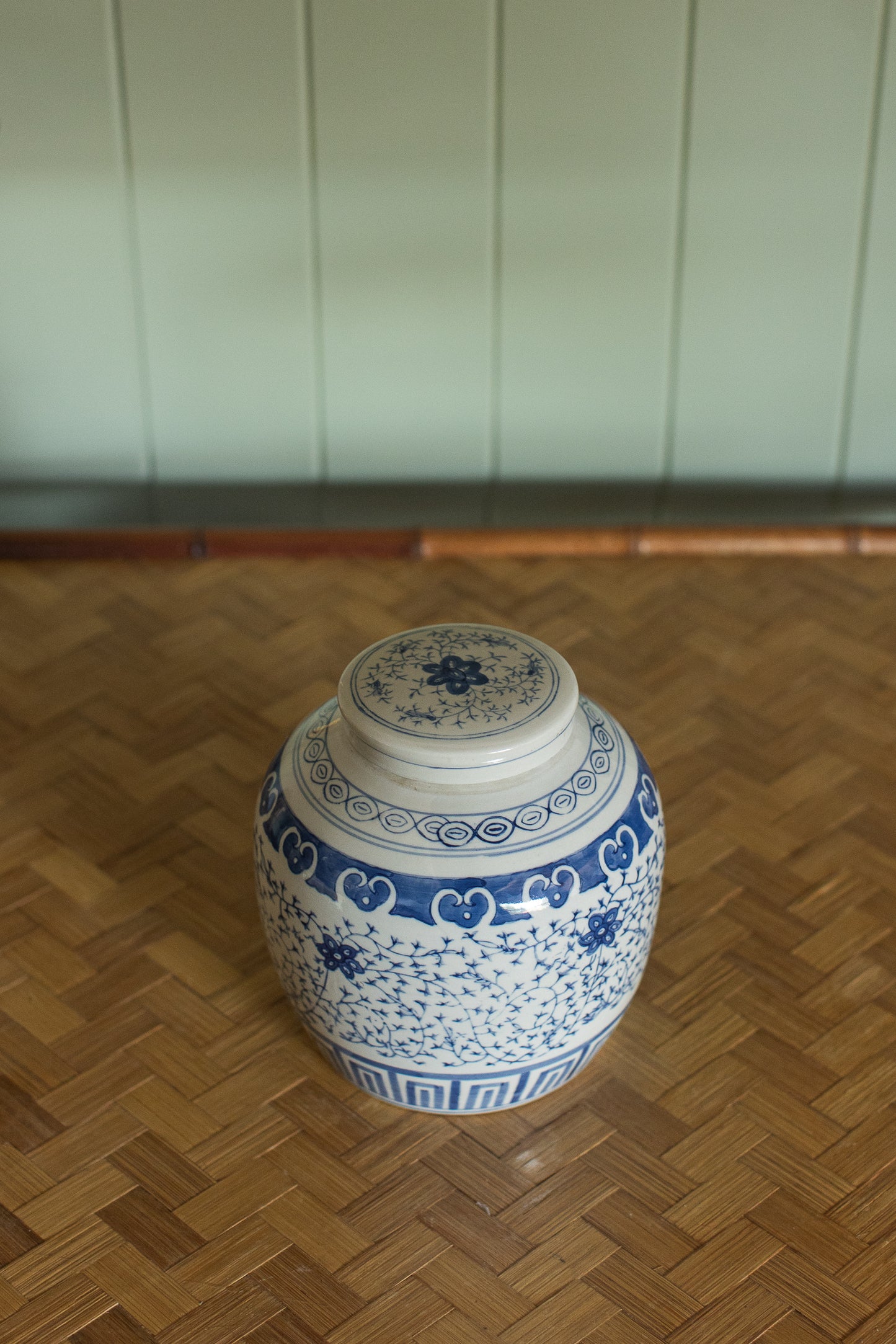 Blue & White Lidded Ginger Jar
