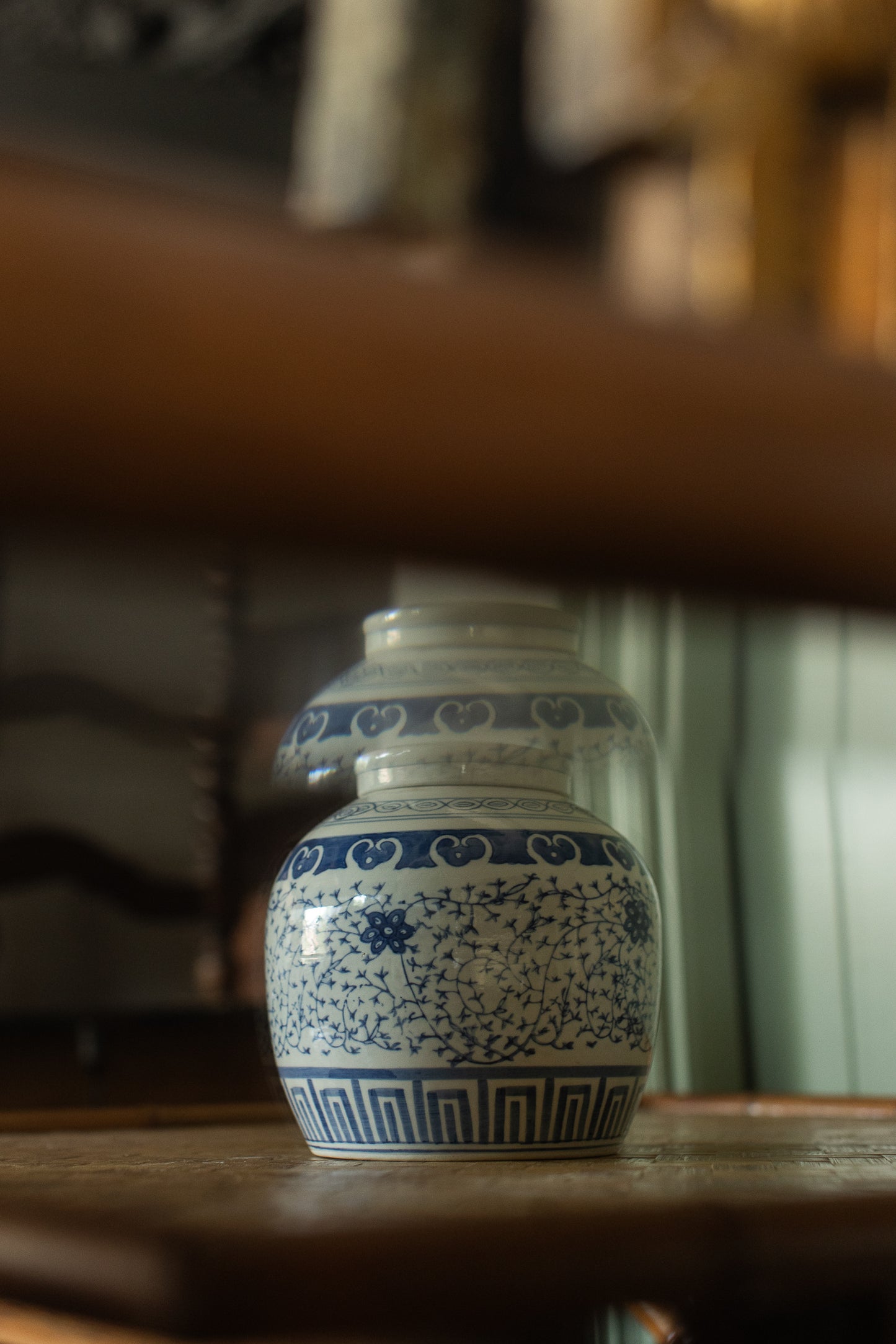 Blue & White Lidded Ginger Jar