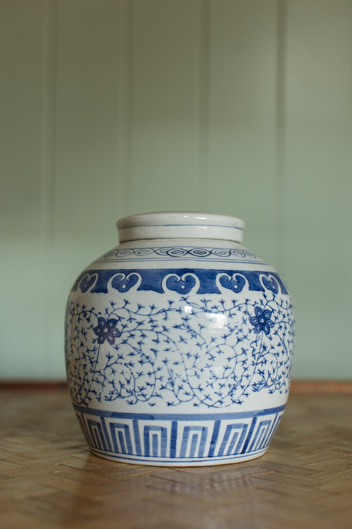 Blue & White Lidded Ginger Jar