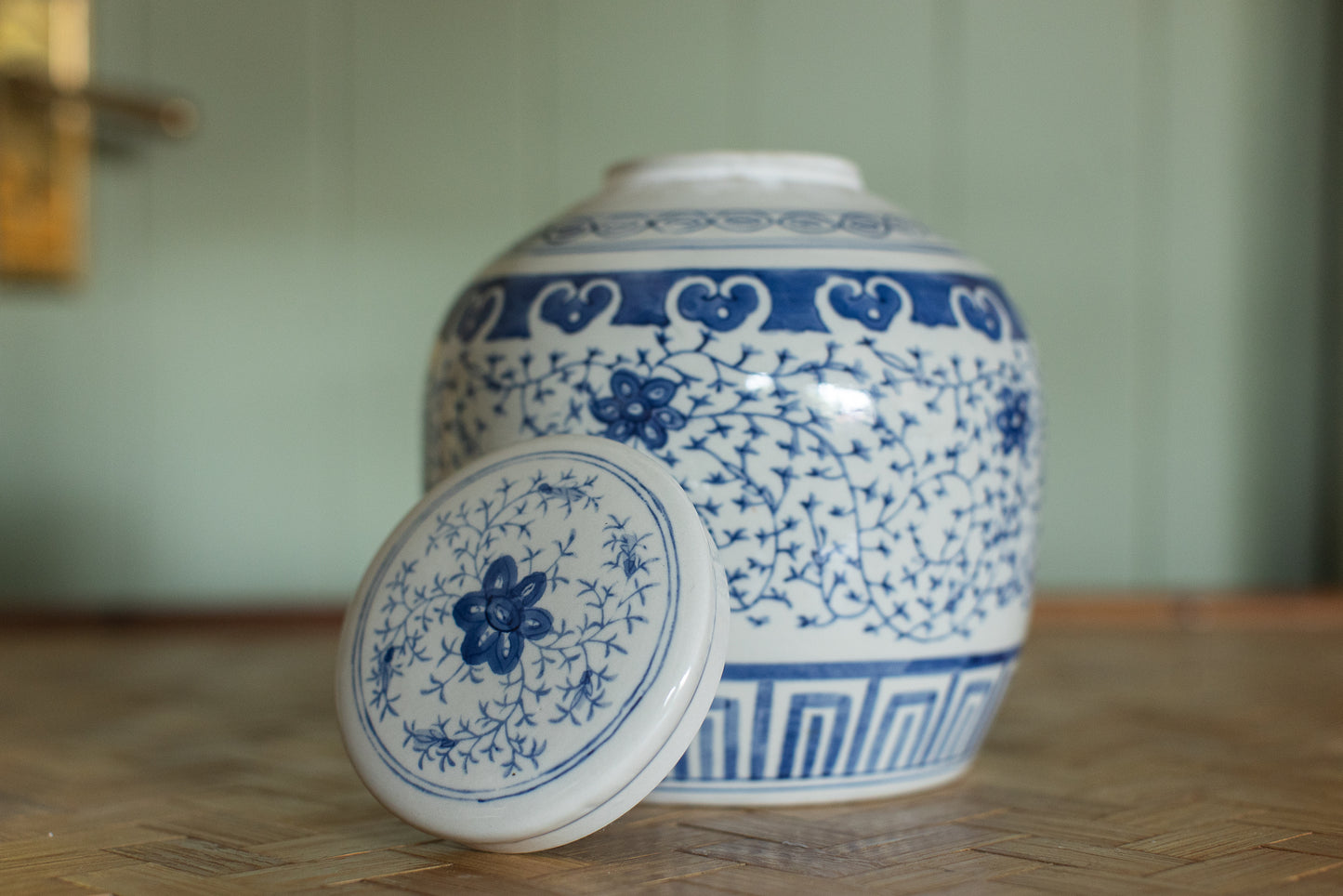 Blue & White Lidded Ginger Jar