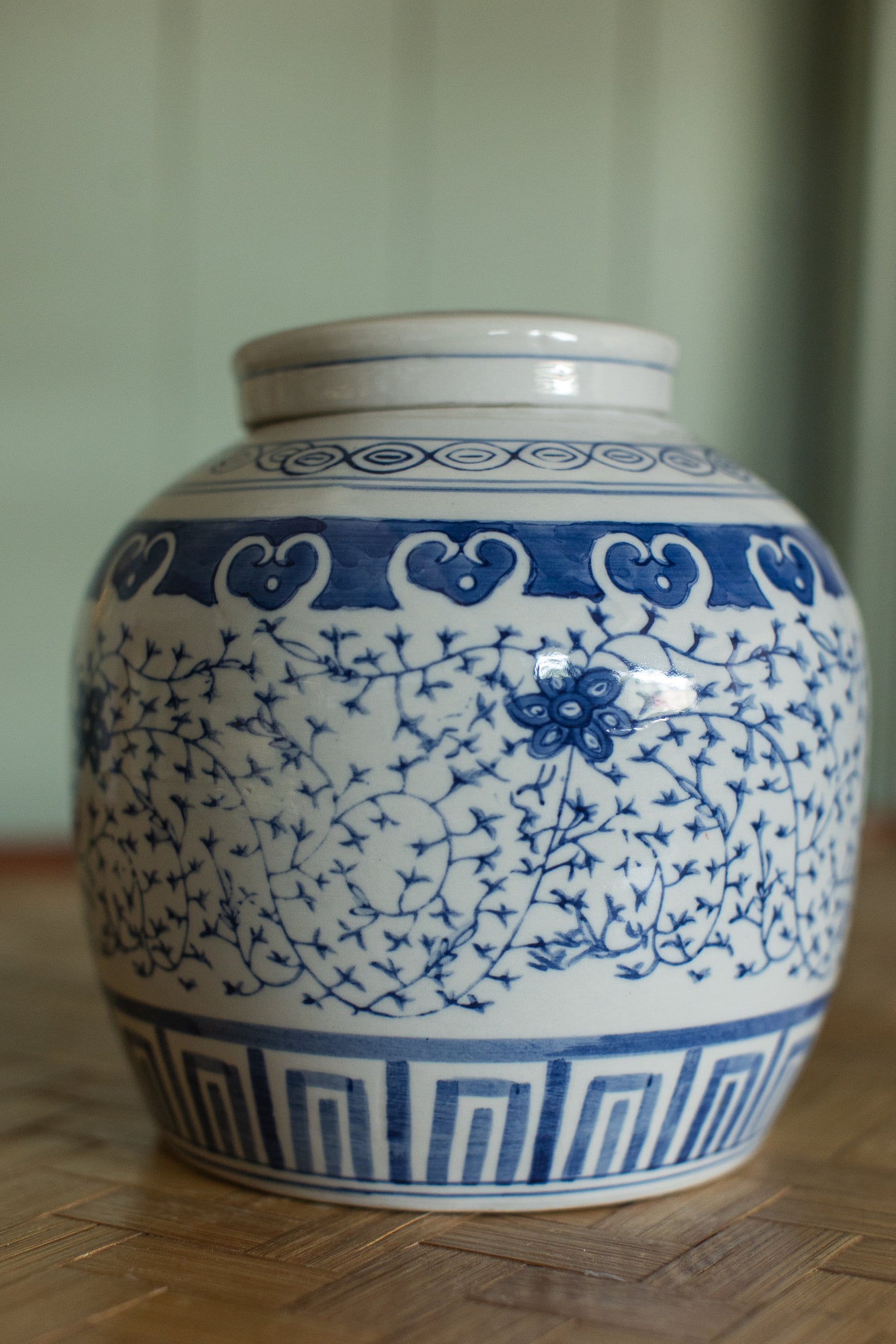 Blue & White Lidded Ginger Jar