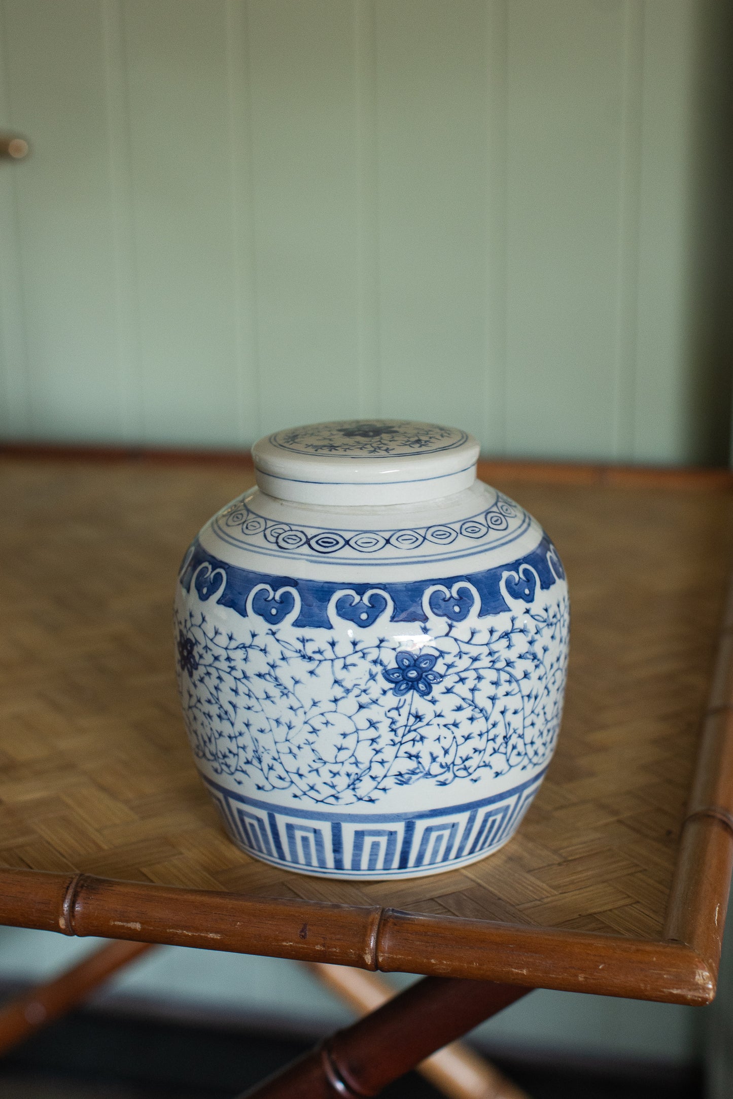 Blue & White Lidded Ginger Jar