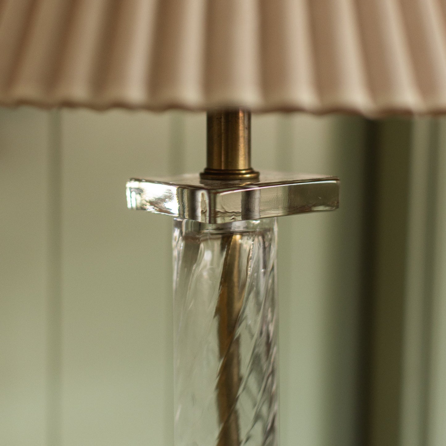 Vintage Cut Crystal Column Lamp with Pleated Shade