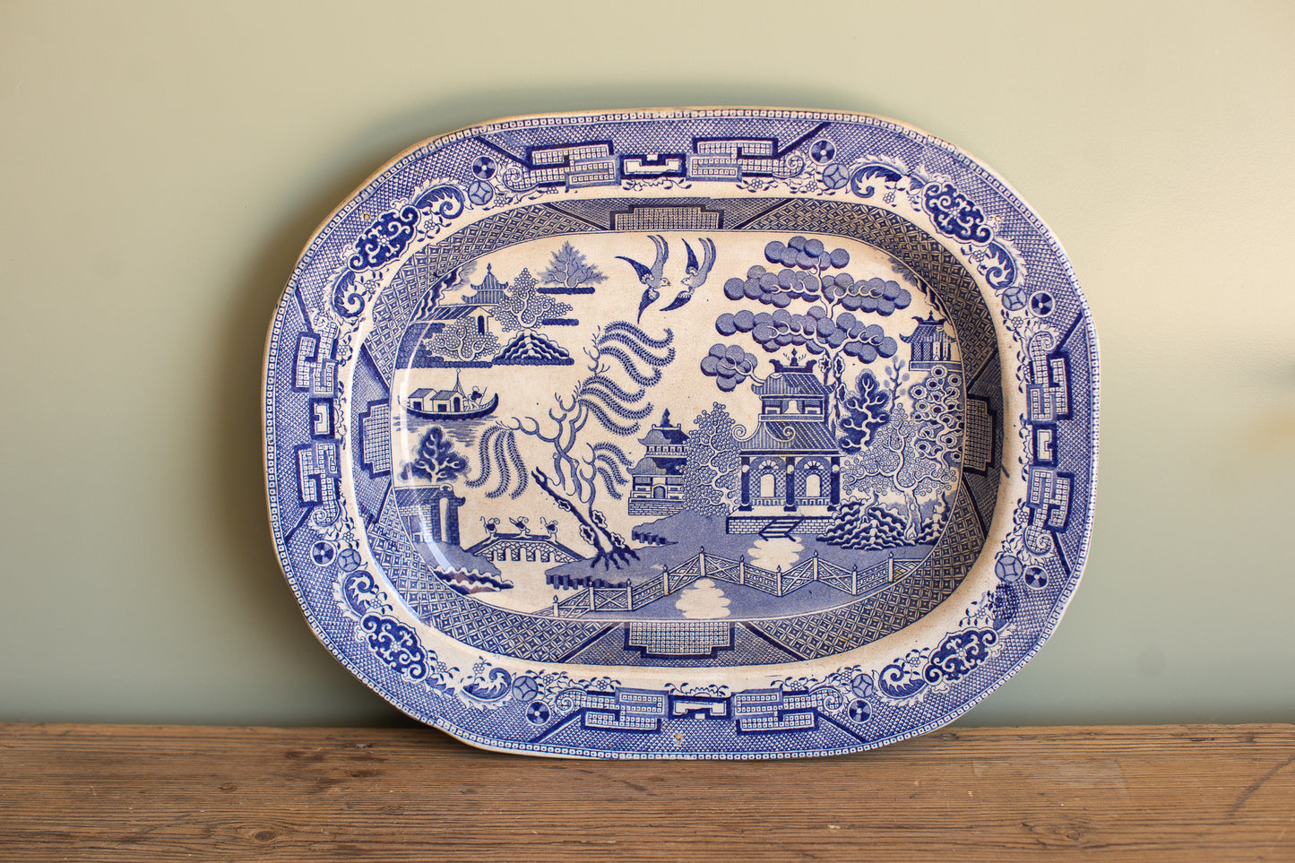 Vintage Blue Willow Platter