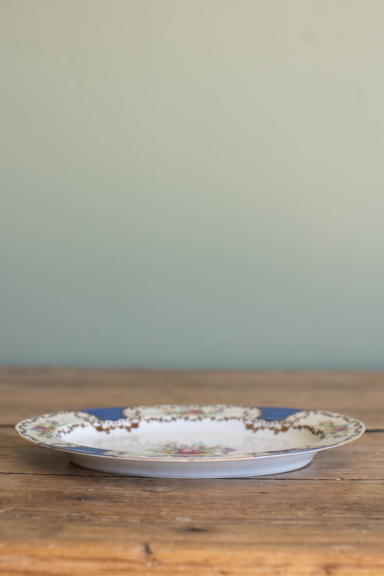 Mid-Century Floral Set, Cobalt & Gilt
