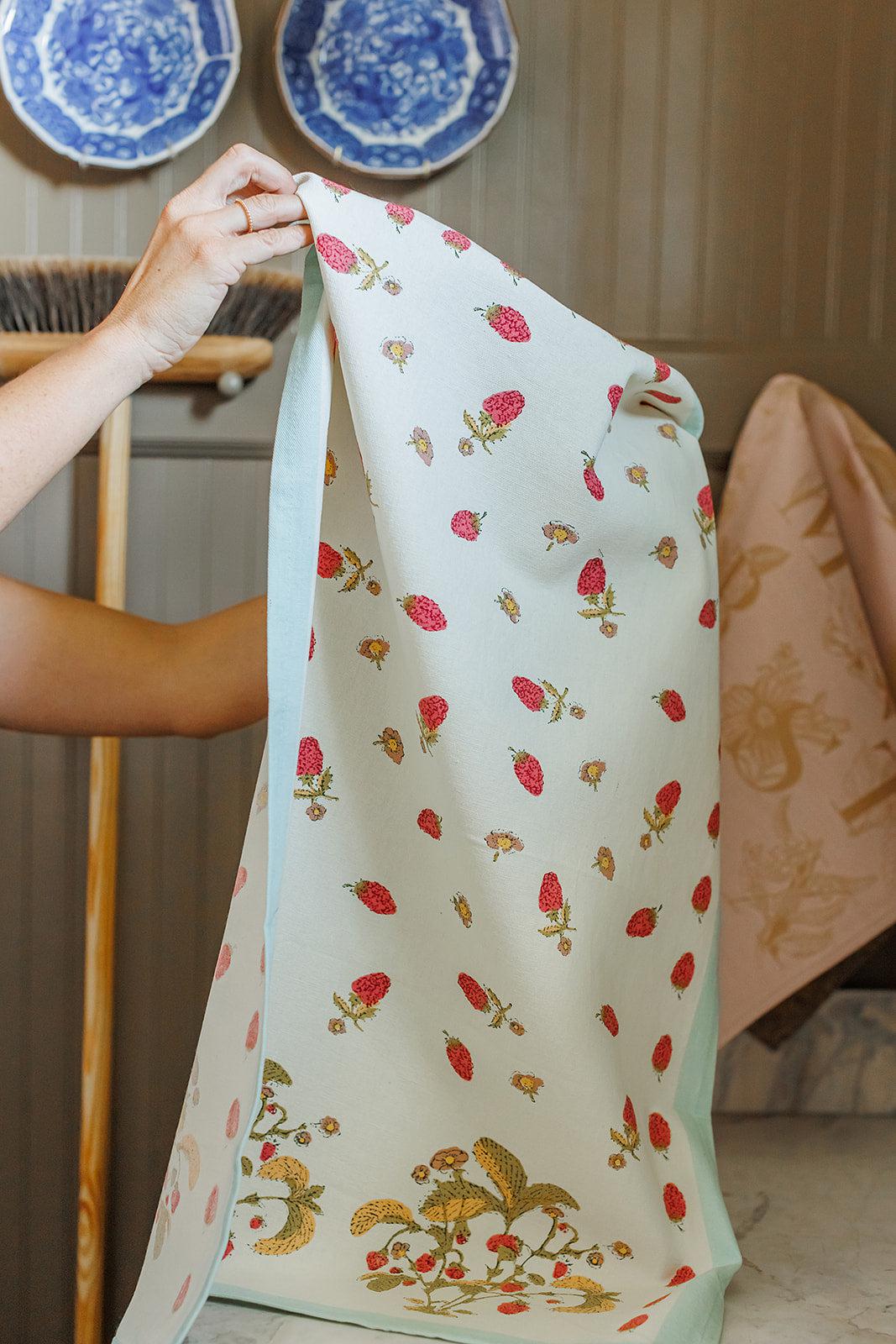 Strawberry Blue Tea Towels - OAKSTREET SHOPPE