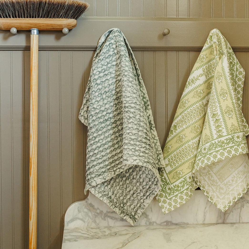 Waffle Weave Dish Towels, Stone Blue - OAKSTREET SHOPPE