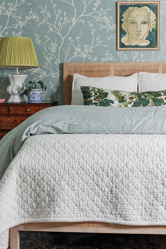 Dale Quilted Linen Bedding Collection, White