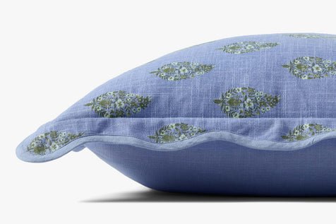 Periwinkle Block Print Pillow, 22"x22" - OAKSTREET SHOPPE
