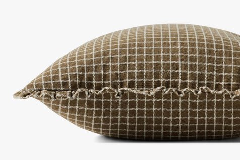 Chocolate Grid Throw Pillow, 18" x 18" - OAKSTREET SHOPPE