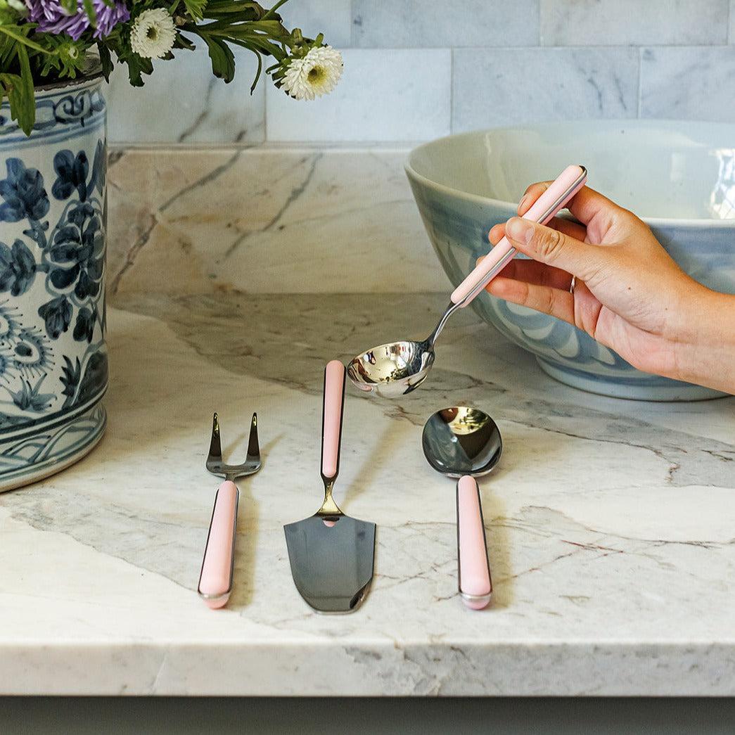 Fantasia Pale Rose 5-Piece Flatware + Serving Pieces (Mepra)