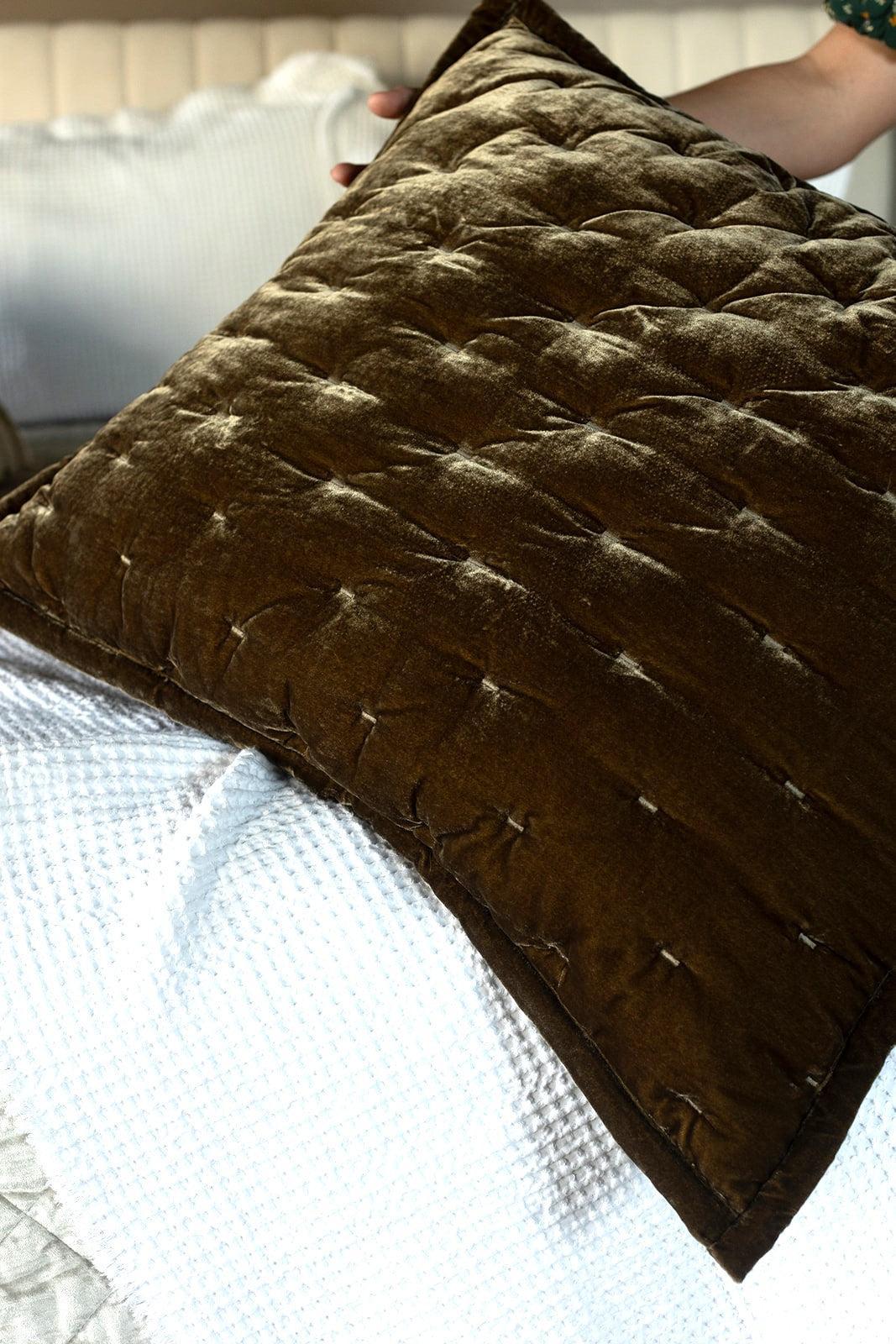 Quilted Faux Silk Bedding, Fern Green - OAKSTREET SHOPPE