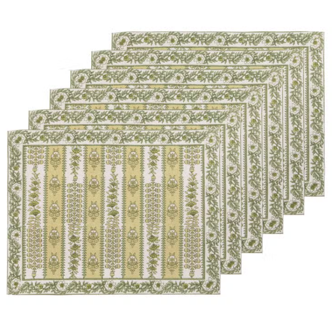 Avignon Green Placemats, Set of 6