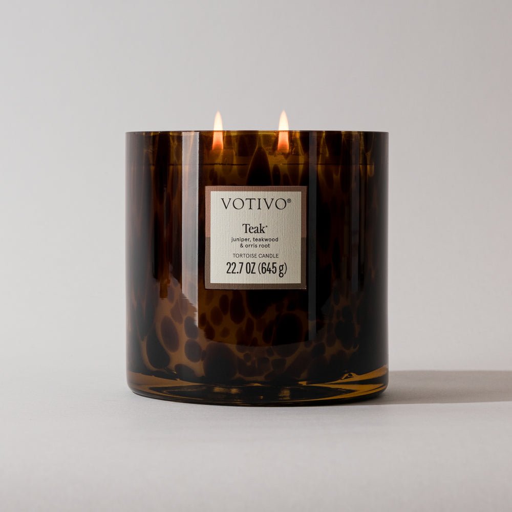 Tortoise Shell Candle, Teak - OAKSTREET SHOPPE