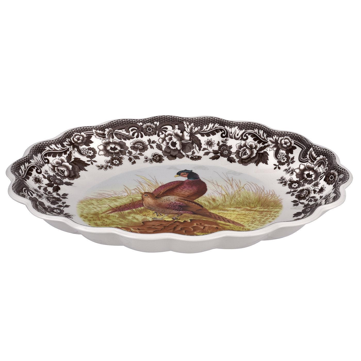 Woodland Fluted Oval Serving Platter (Pheasant)