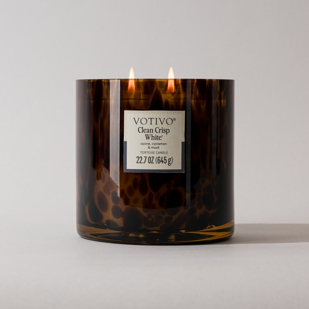 Tortoise Shell Candle, Clean Crisp White