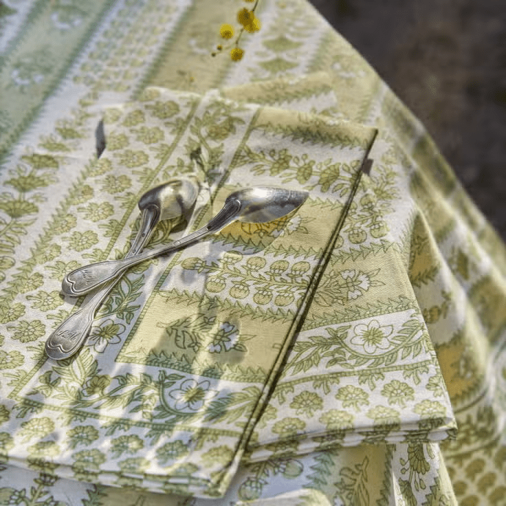 Avignon Green Tablecloth - OAKSTREET SHOPPE