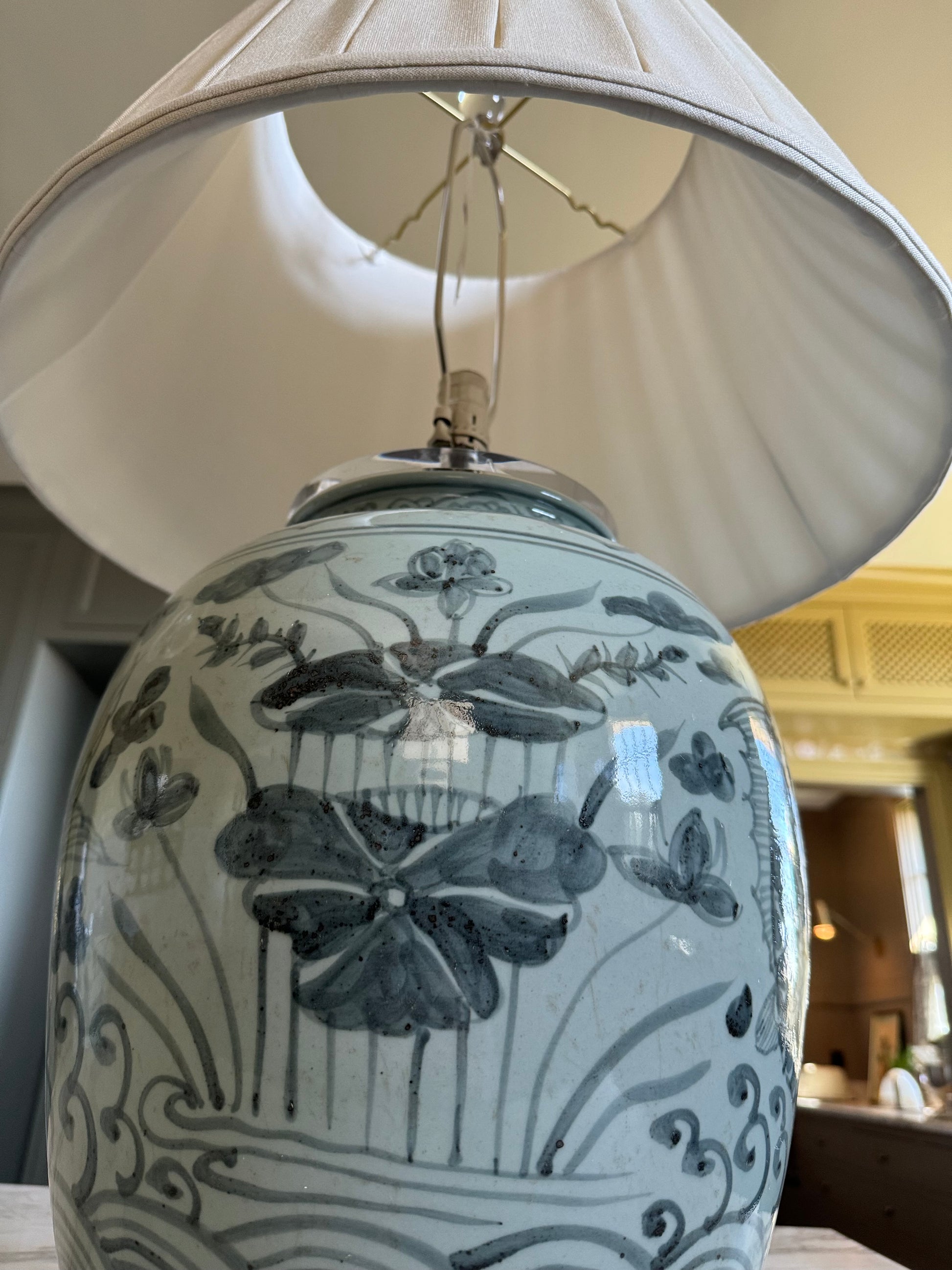 Black Fish Lamp with Custom Shade oakstreet shoppe
