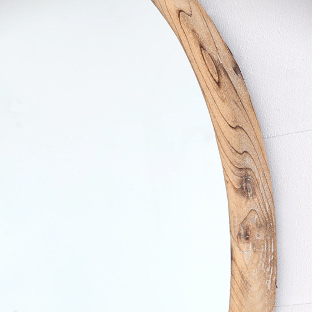 Fir Wood Round Mirror