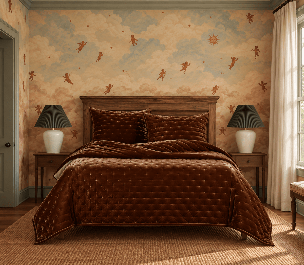 Quilted Faux Silk Bedding, Copper Brown - OAKSTREET SHOPPE