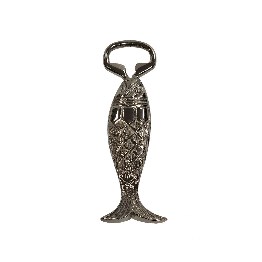Fish Bottle Opener, Nickel-Plated Brass - OAKSTREET SHOPPE