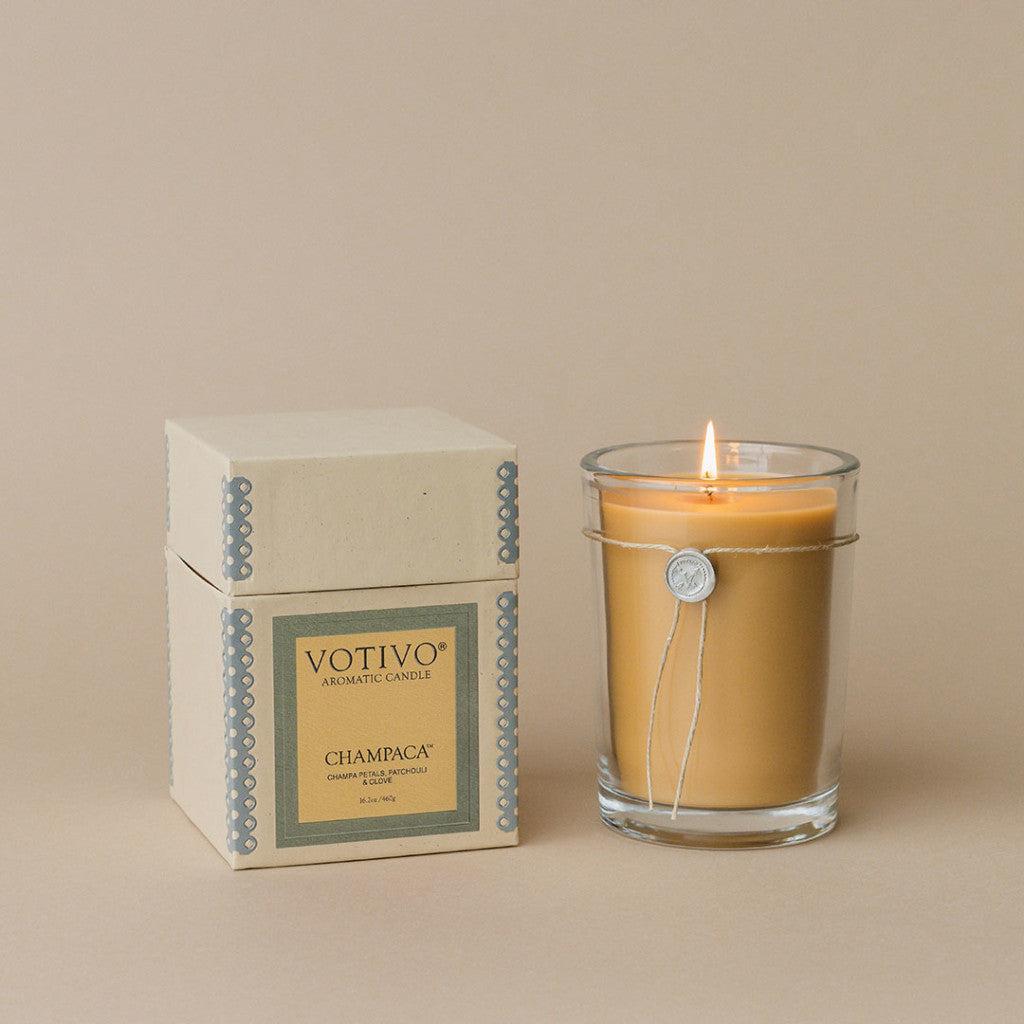 Votivo Glass Candle, Champaca - OAKSTREET SHOPPE