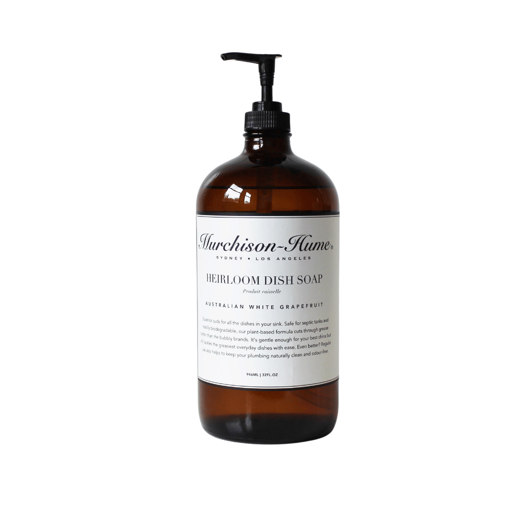 Heirloom Dish Soap in Amber Glass Dispenser, Australian White Grapefruit